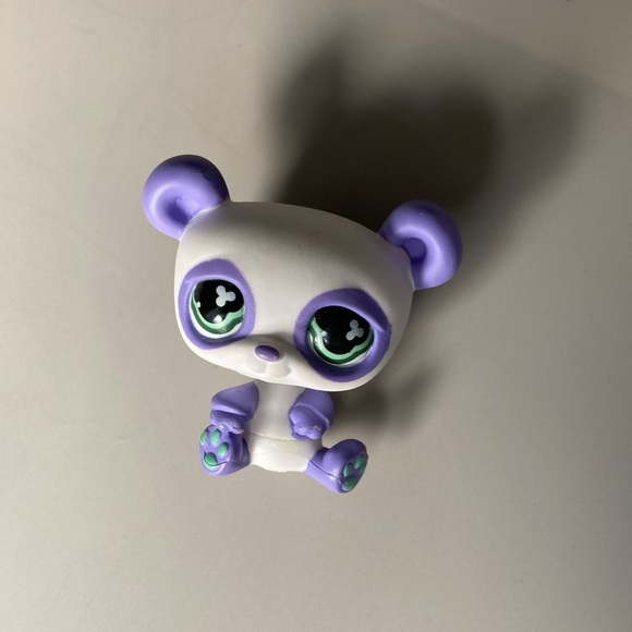Littlest Pet Shop LPS Panda Bear Monopoly White Purple Authentic Clover Eyes - Picture 6 of 6
